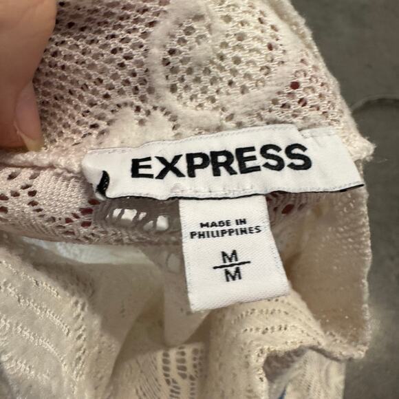 Vintage Y2K Express Lace Microsheer Mock Neck Longsleeve Women's Medium Blouse - Picture 4 of 6